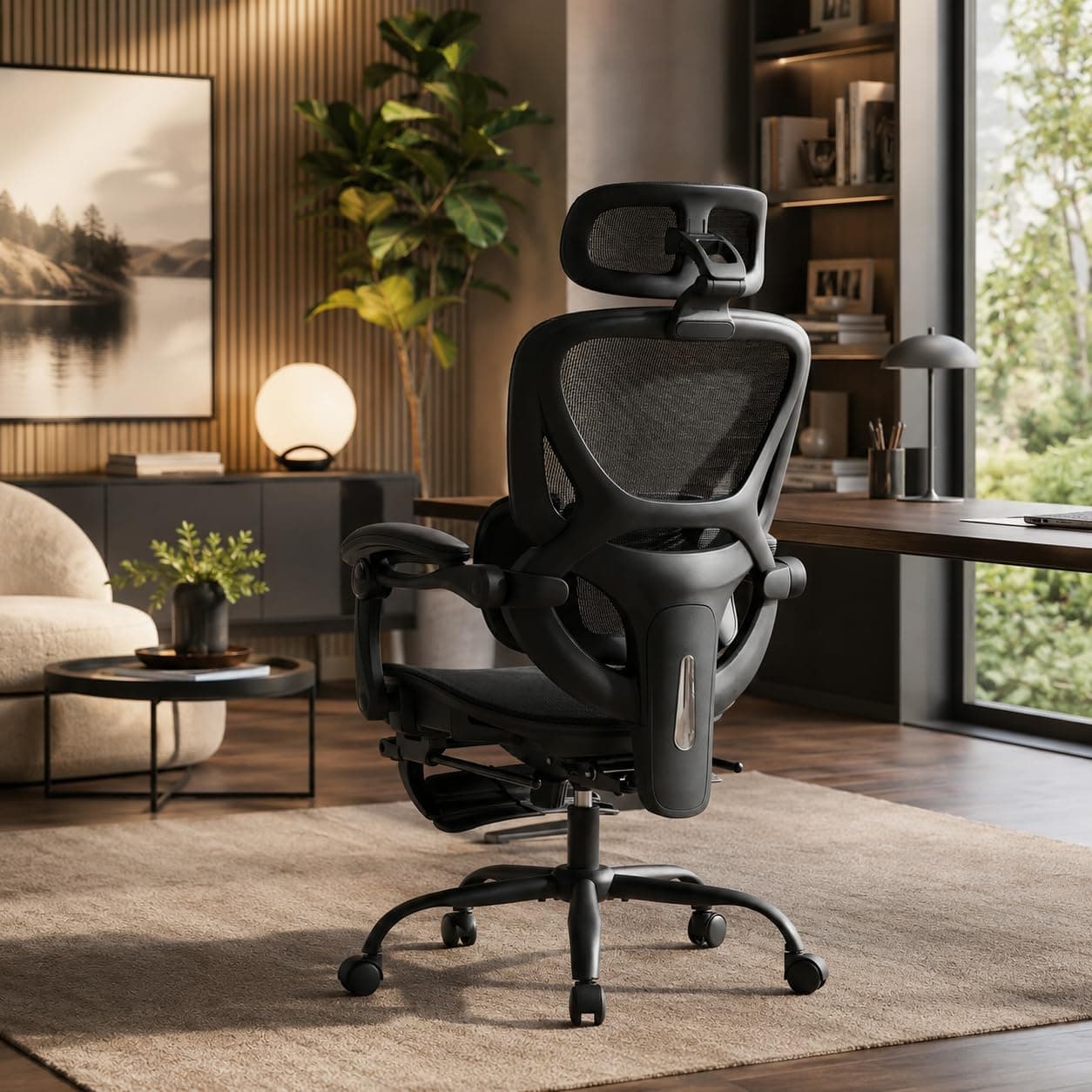 Listing photo of MALOL Mesh Office Chair with Footrest, Black