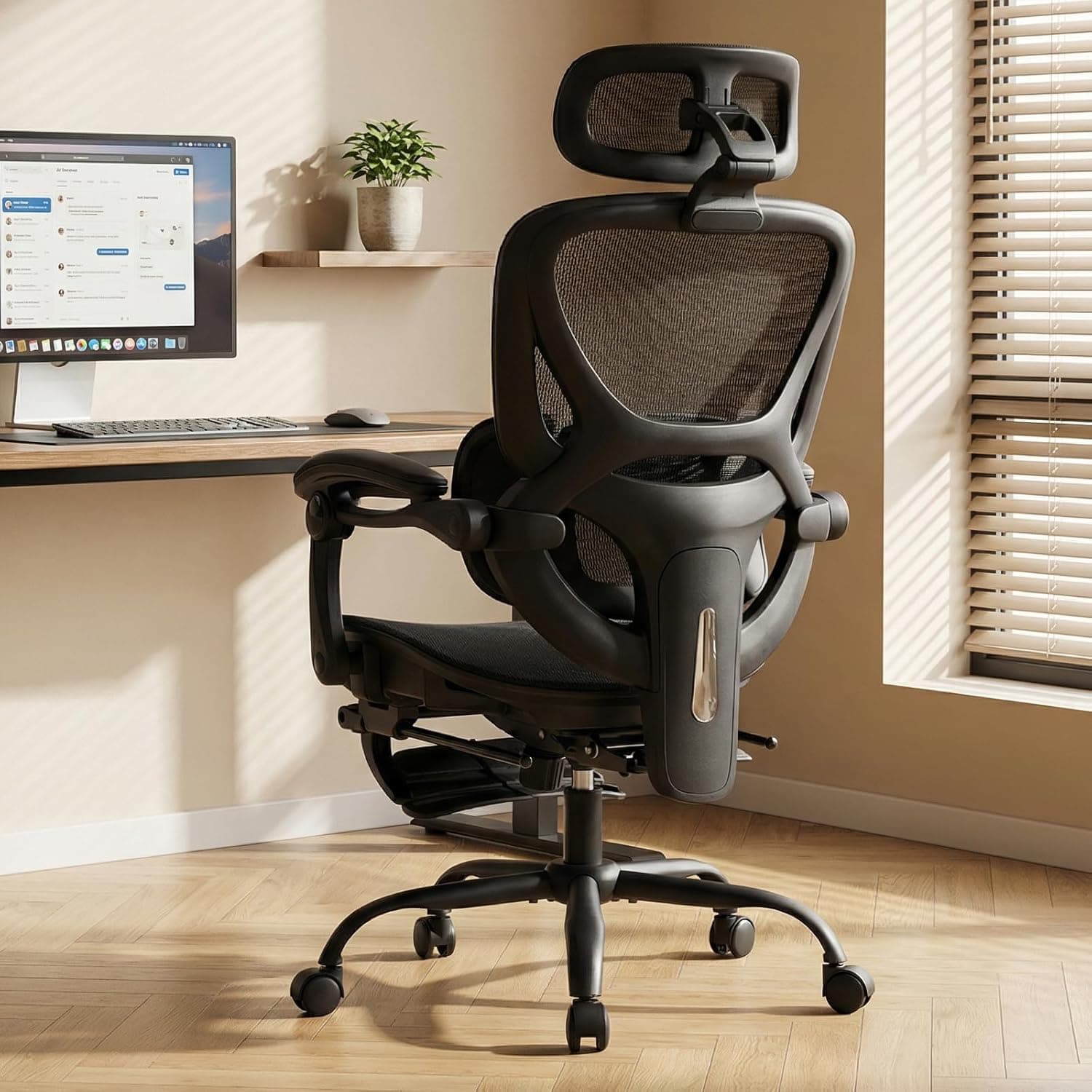 Listing photo of MALOL Mesh Office Chair with Footrest, Z-Black