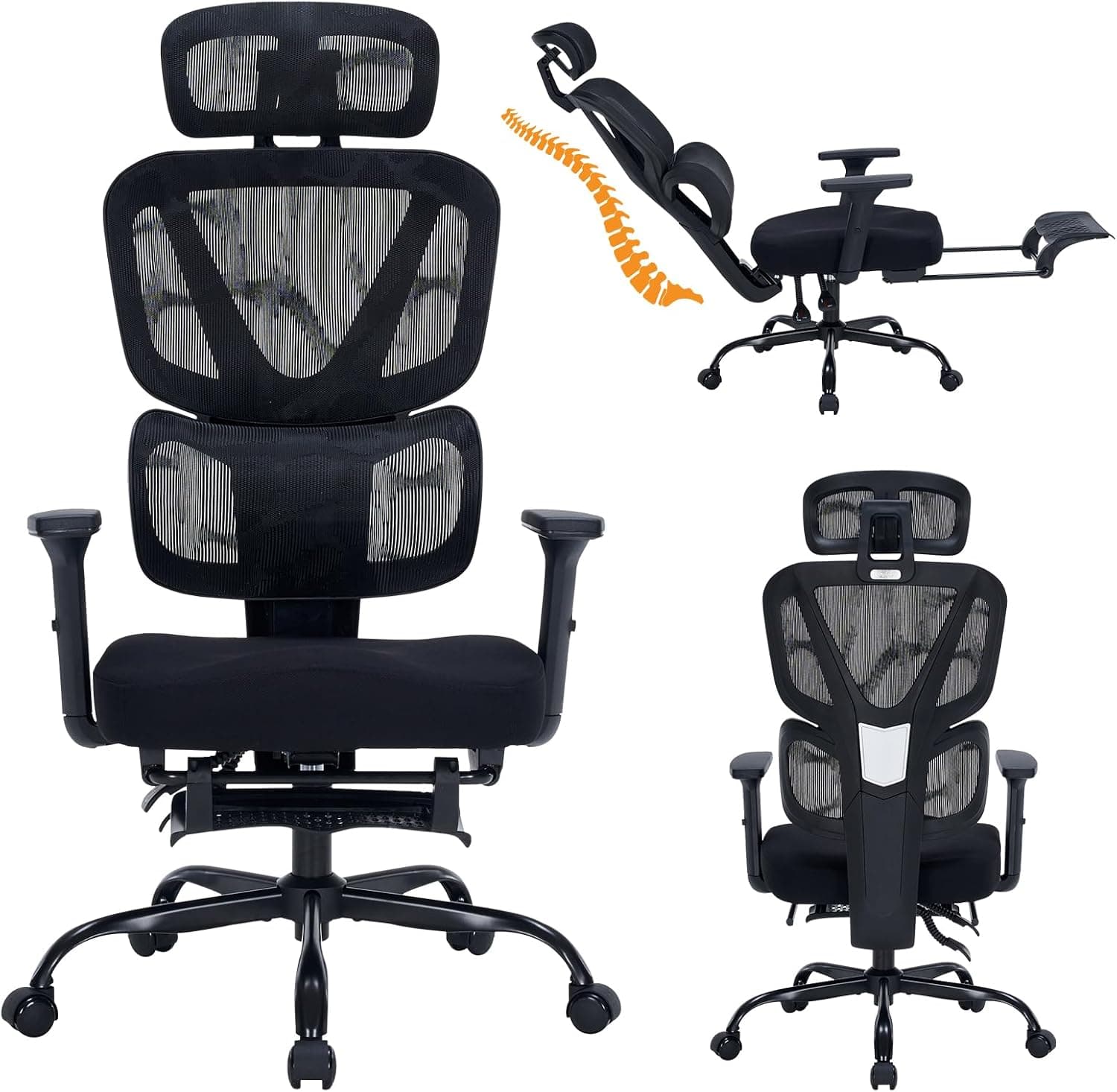 Listing photo of SITPRO Ergonomic Office Chair with Footrest, Black