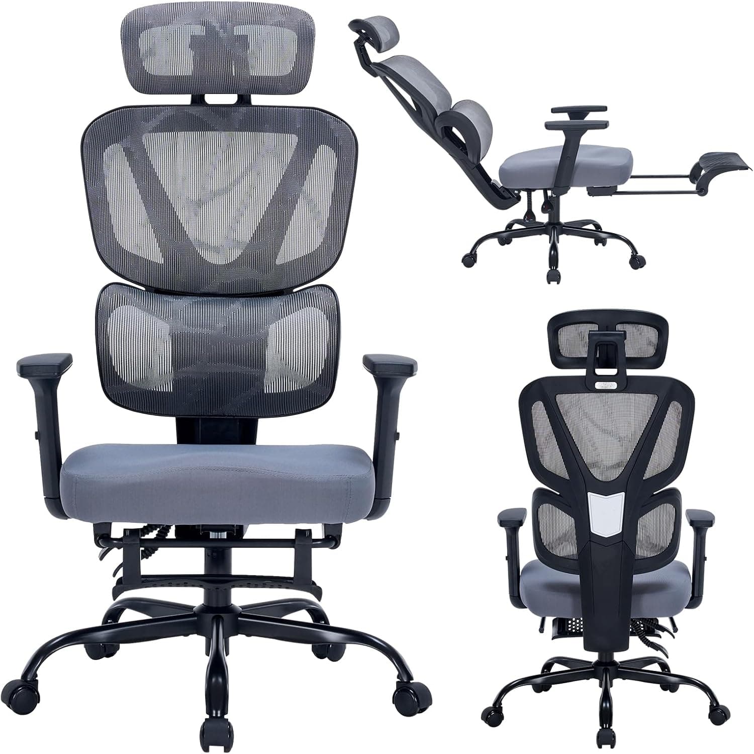 Listing photo of SITPRO Ergonomic Office Chair with Footrest, Grey