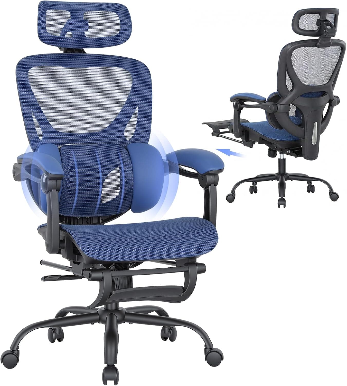 Listing photo of MALOL Mesh Office Chair with Footrest, Blue